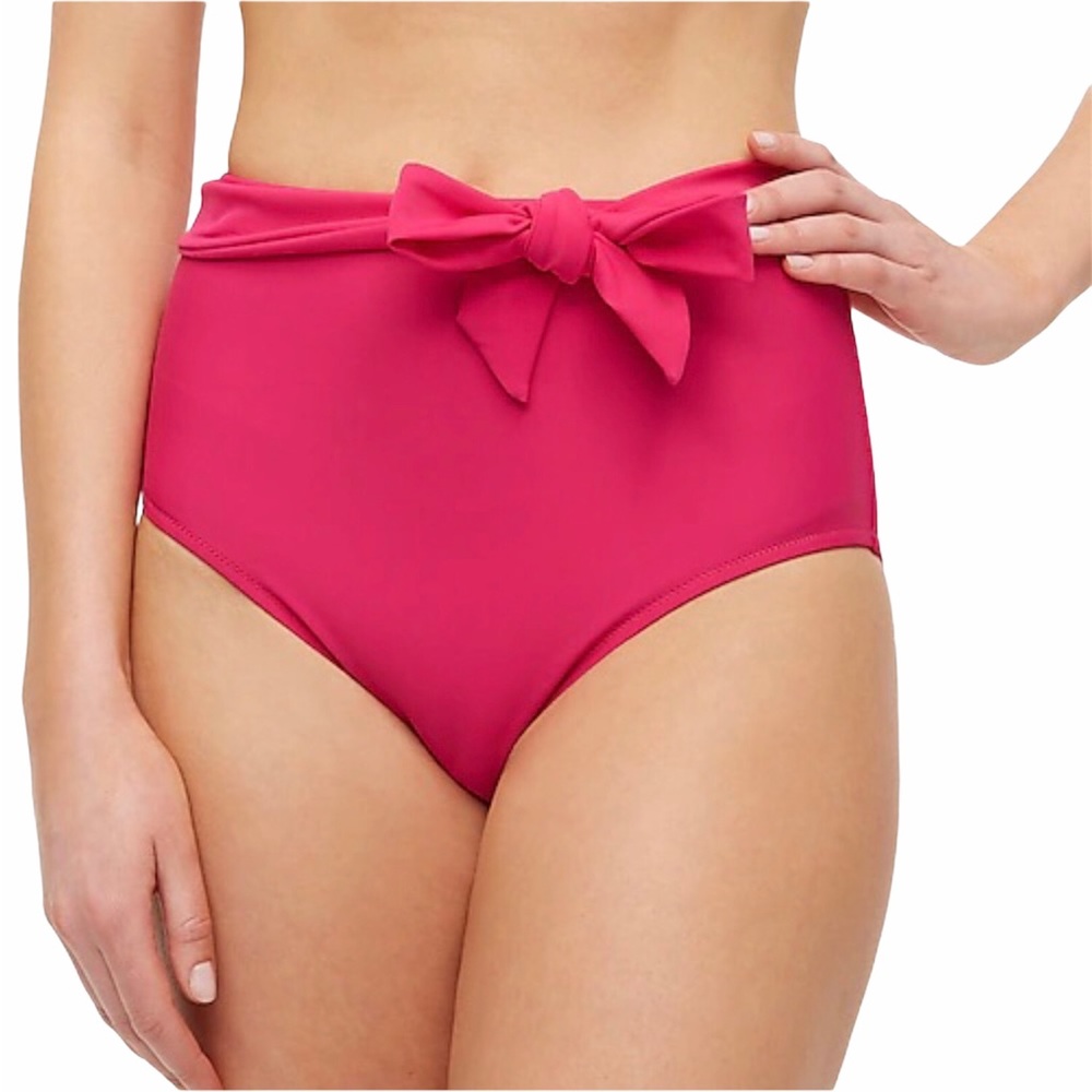 J.CREW High-Waisted Bikini Bottom Belt Fuchsia